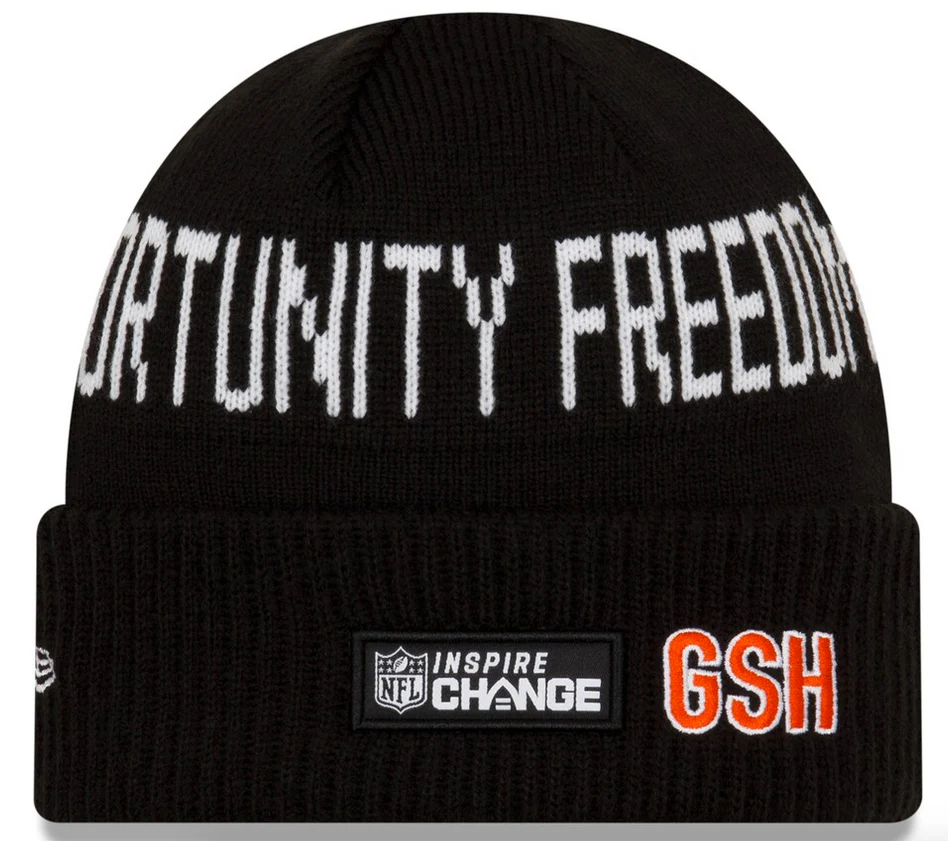 Men's New Era Black Chicago Bears Team Social Justice Cuffed Knit Hat-Bearhead