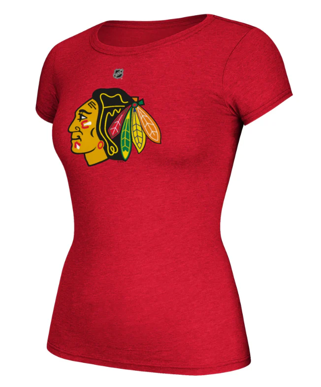 Women's Chicago Blackhawks Jonathan Toews Cap Sleeve Player Named T-Shirt