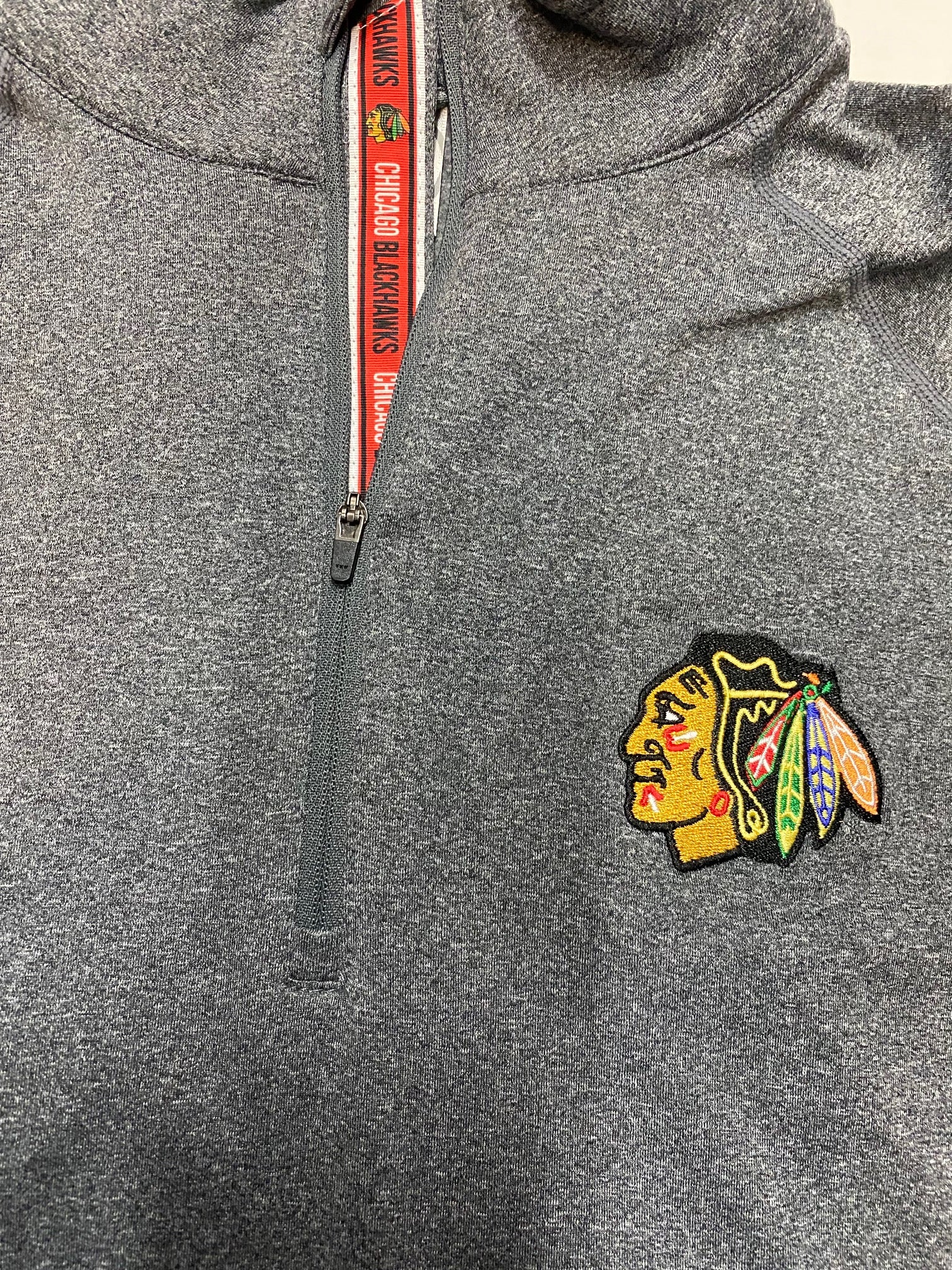 Men's Chicago Blackhawks Gray Metro Team Text 1/4 Track Jacket By Levelwear