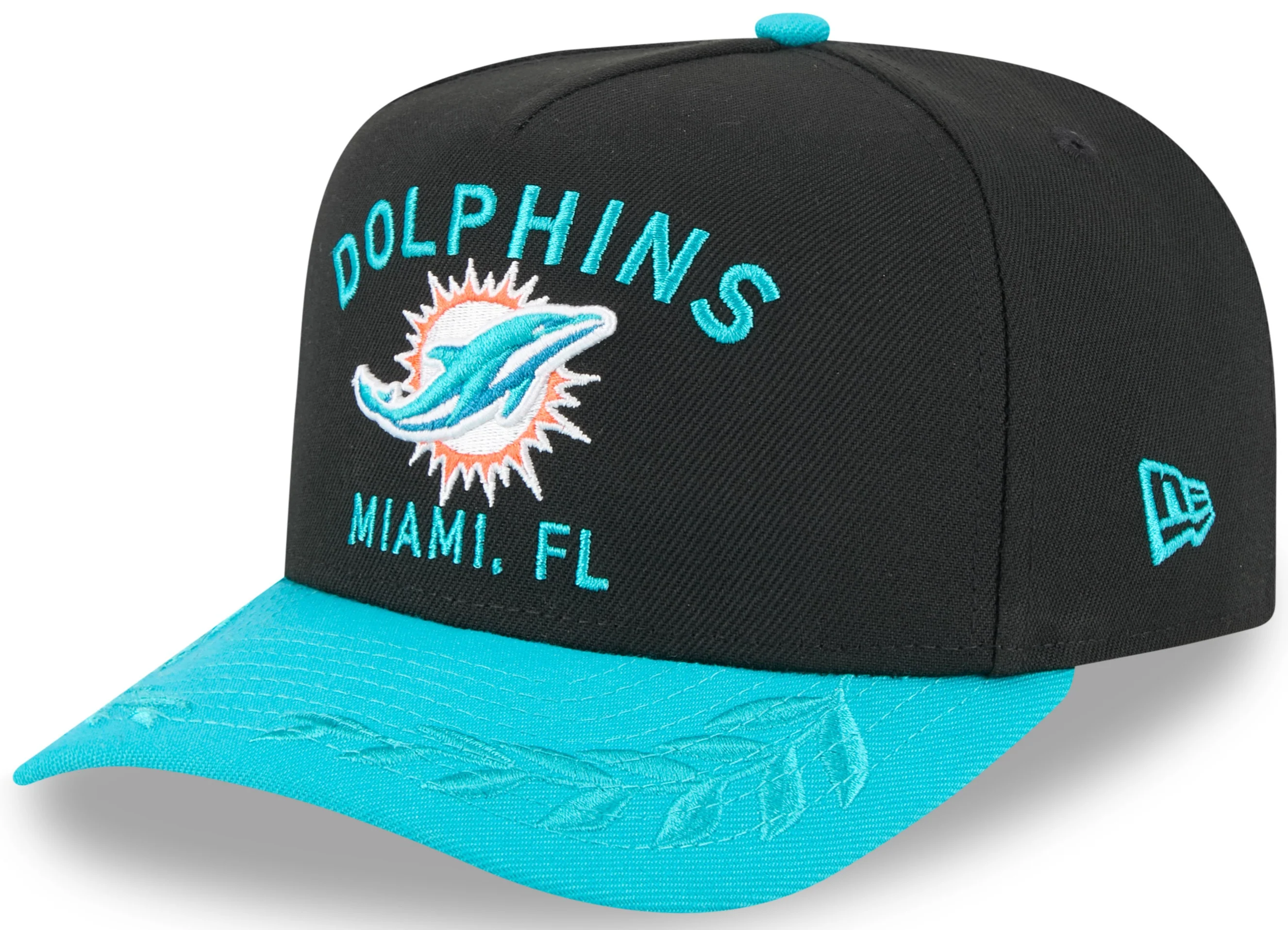 Men's Miami Dolphins New Era 2025 NFL Draft Black A-Frame 9FIFTY Snapback Adjustable Hat