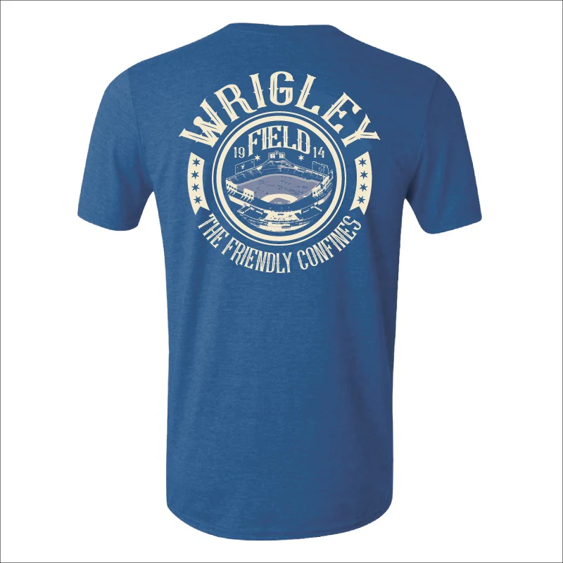 Men's Wrigley Field Roped In Heather Royal Aerial Shot Tee