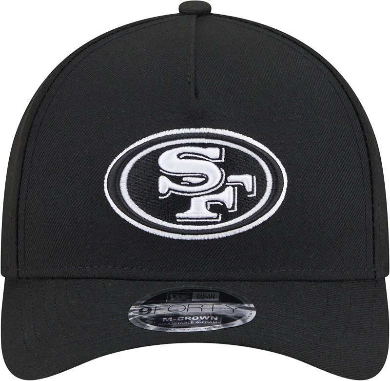 San Francisco 49ers New Era Black & White Primary 9FORTY A-Frame M-Crown Adjustable Hat