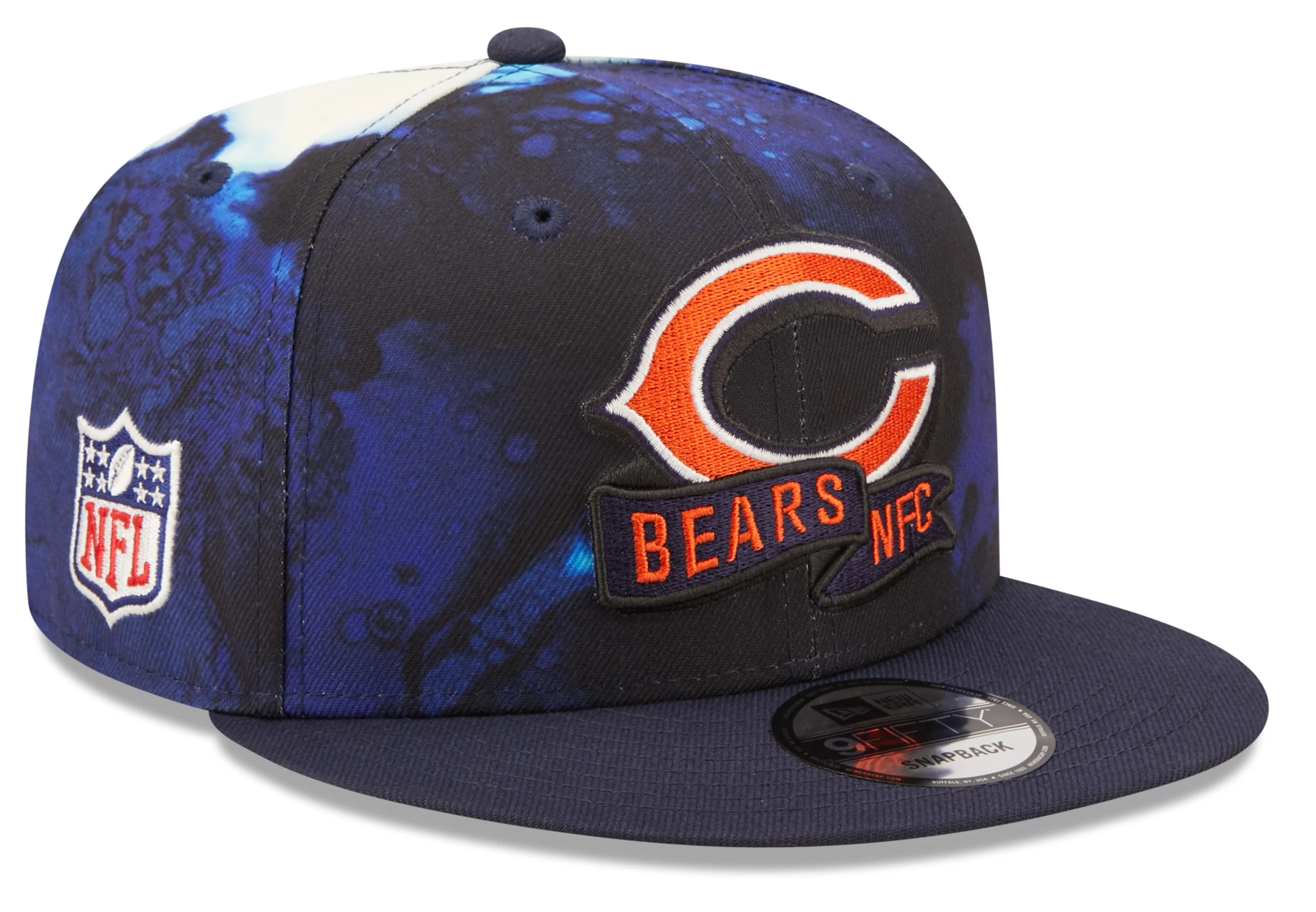 Men's Chicago Bears New Era Navy Ink 2022 NFL Sideline Primary Logo 9FIFTY Snapback Adjustable Hat