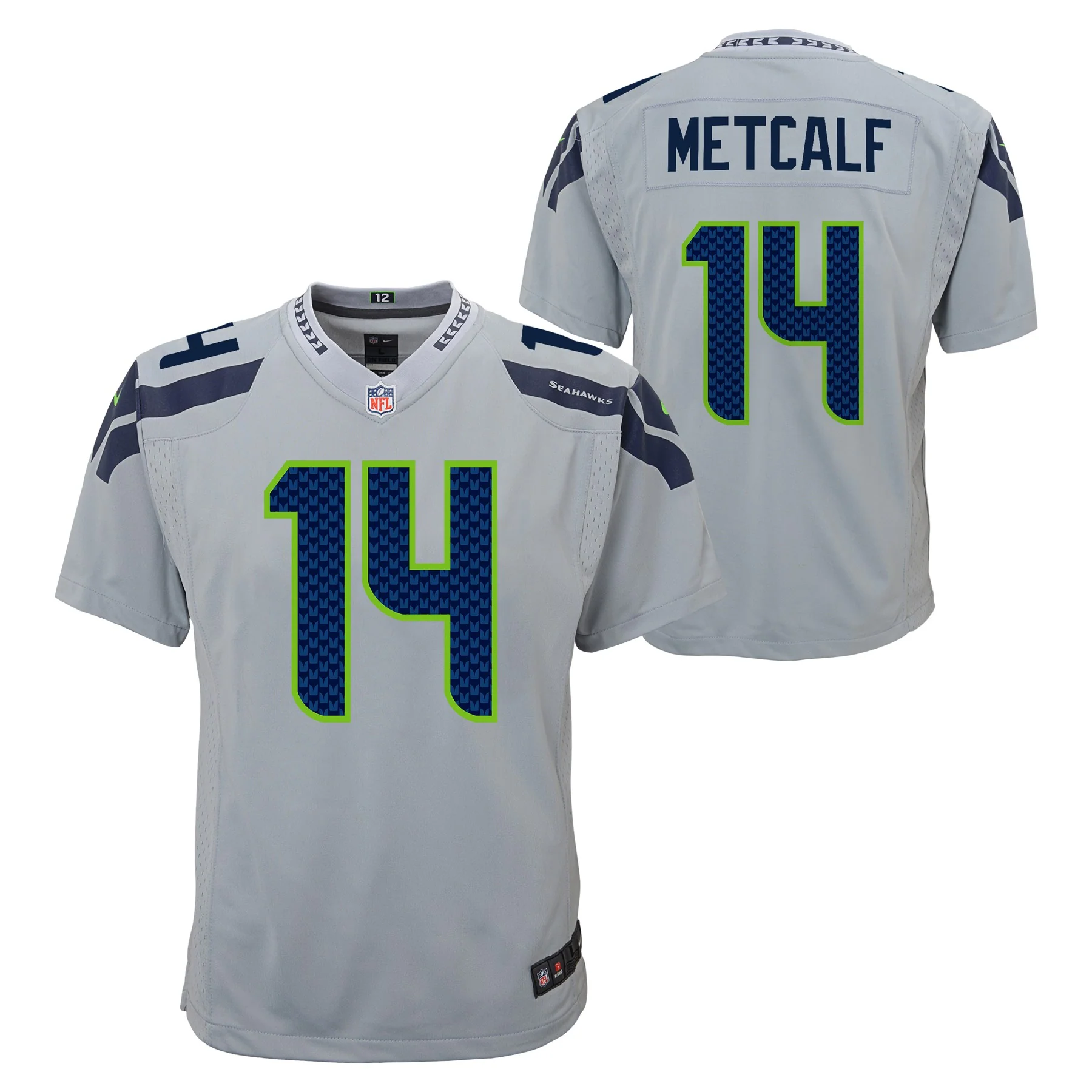 Youth DK Metcalf Seattle Seahawks Nike Wolf Gray Alternate Game Jersey
