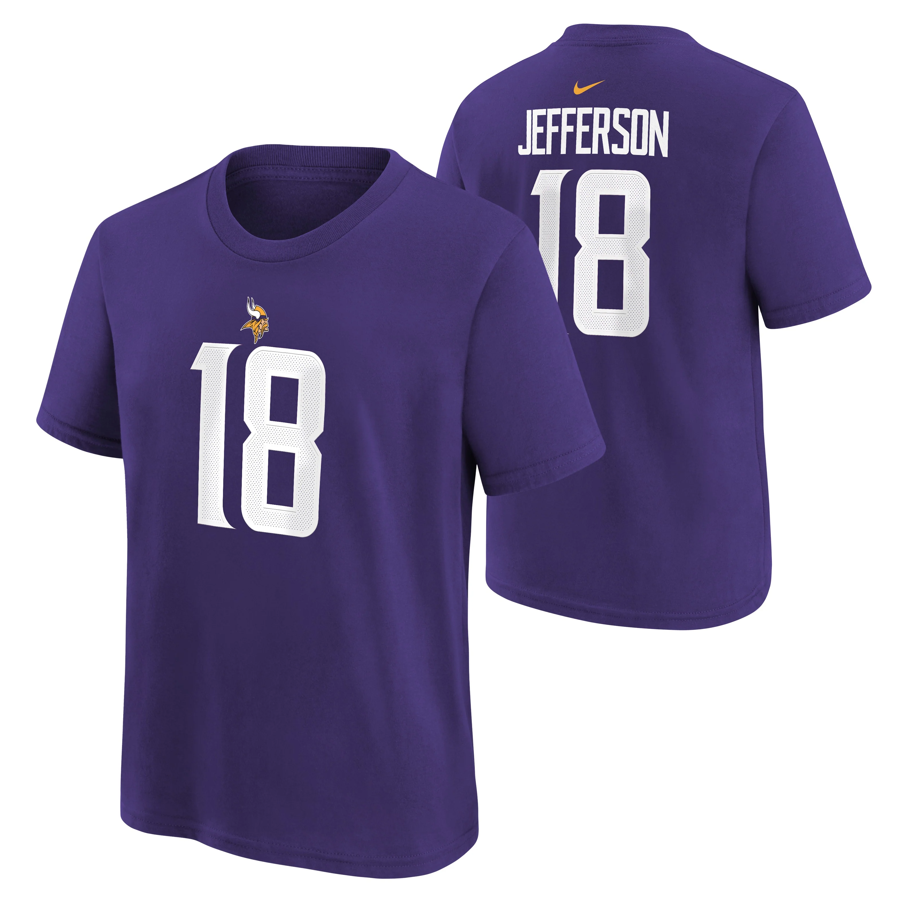 Youth Justin Jefferson Minnesota Vikings Nike Purple FUSE Name & Number T-Shirt