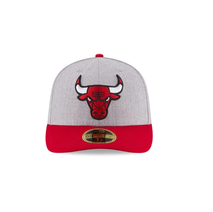 Men's Chicago Bulls 2 Tone Heather Gray And Red Authentic Collection On Field Low Crown Game 59FIFTY Fitted Hat