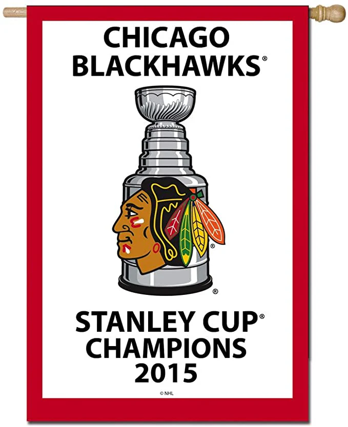 Team Sports America Applique Chicago Blackhawks 2015 Champions House Flag, 28 x 44 inches