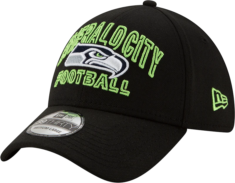 Men's Seattle Seahawks New Era 2020 NFL Draft Alternate Black 39THIRTY Flex Hat
