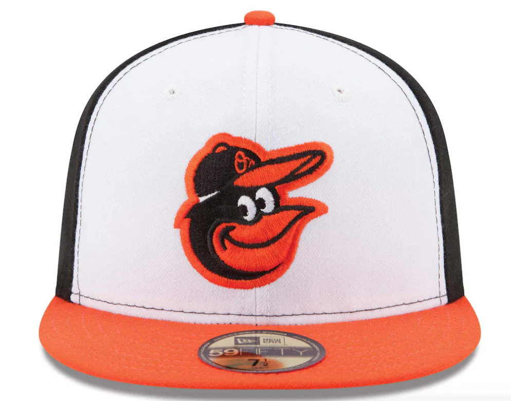 Men's Baltimore Orioles New Era White/Orange Home Authentic Collection On-Field 59FIFTY Fitted Hat