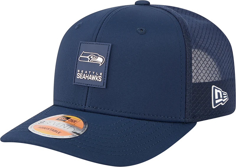 Men's Seattle Seahawks New Era Royal 2025 Sideline 9SEVENTY Trucker Adjustable Hat