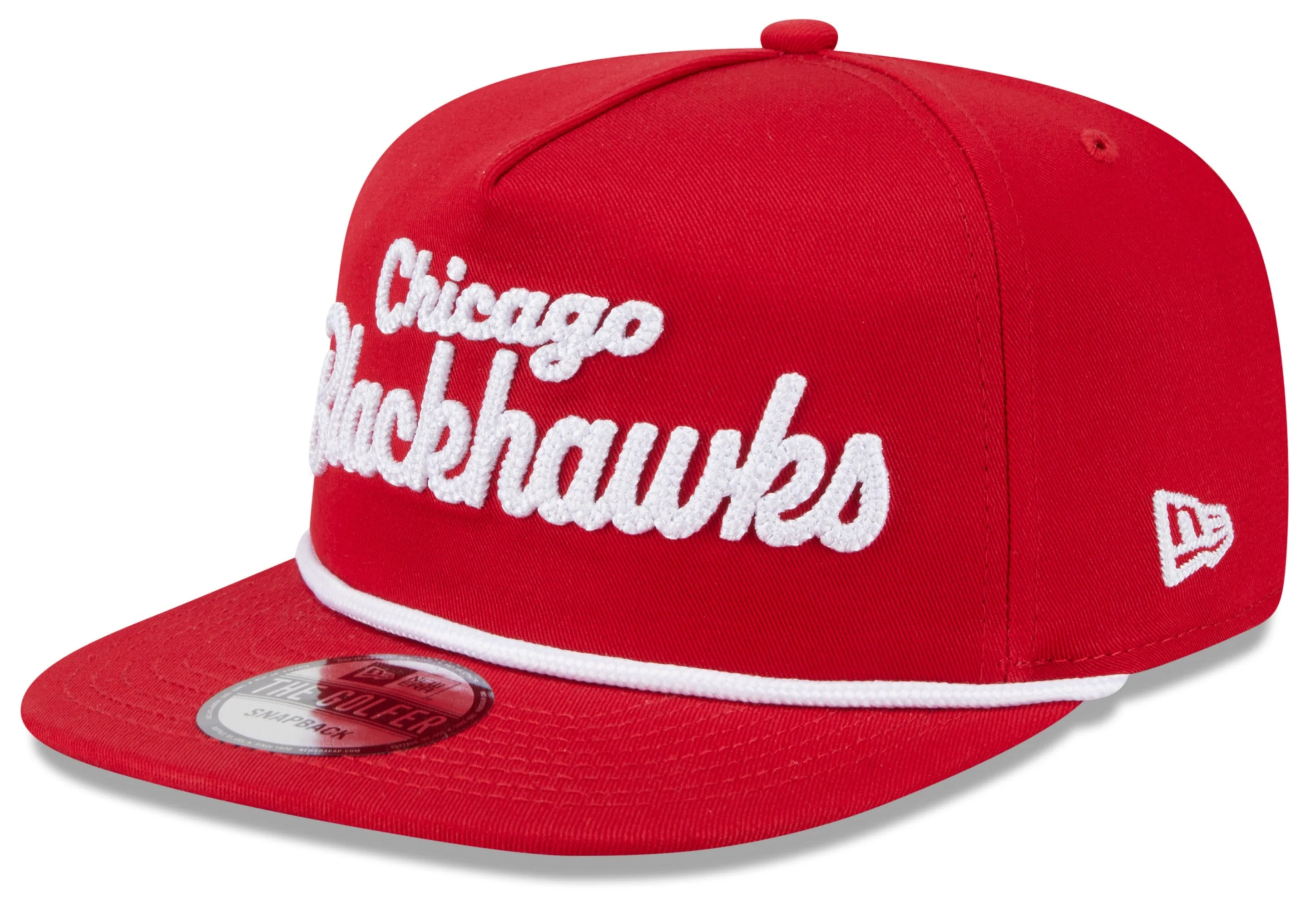 Chicago Blackhawks New Era Red Team Text The Golfer Snapback Hat