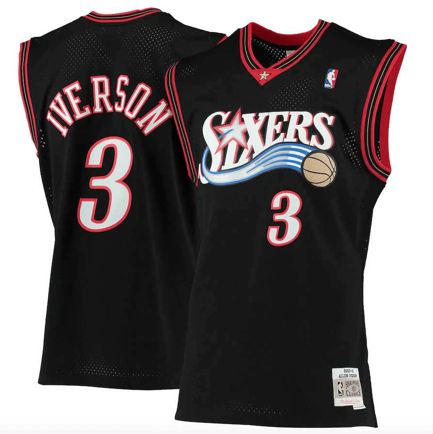 Men’s Allen Iverson Philadelphia 76ers 2000-2001 Swingman Black Replica Jersey By Mitchell & Ness