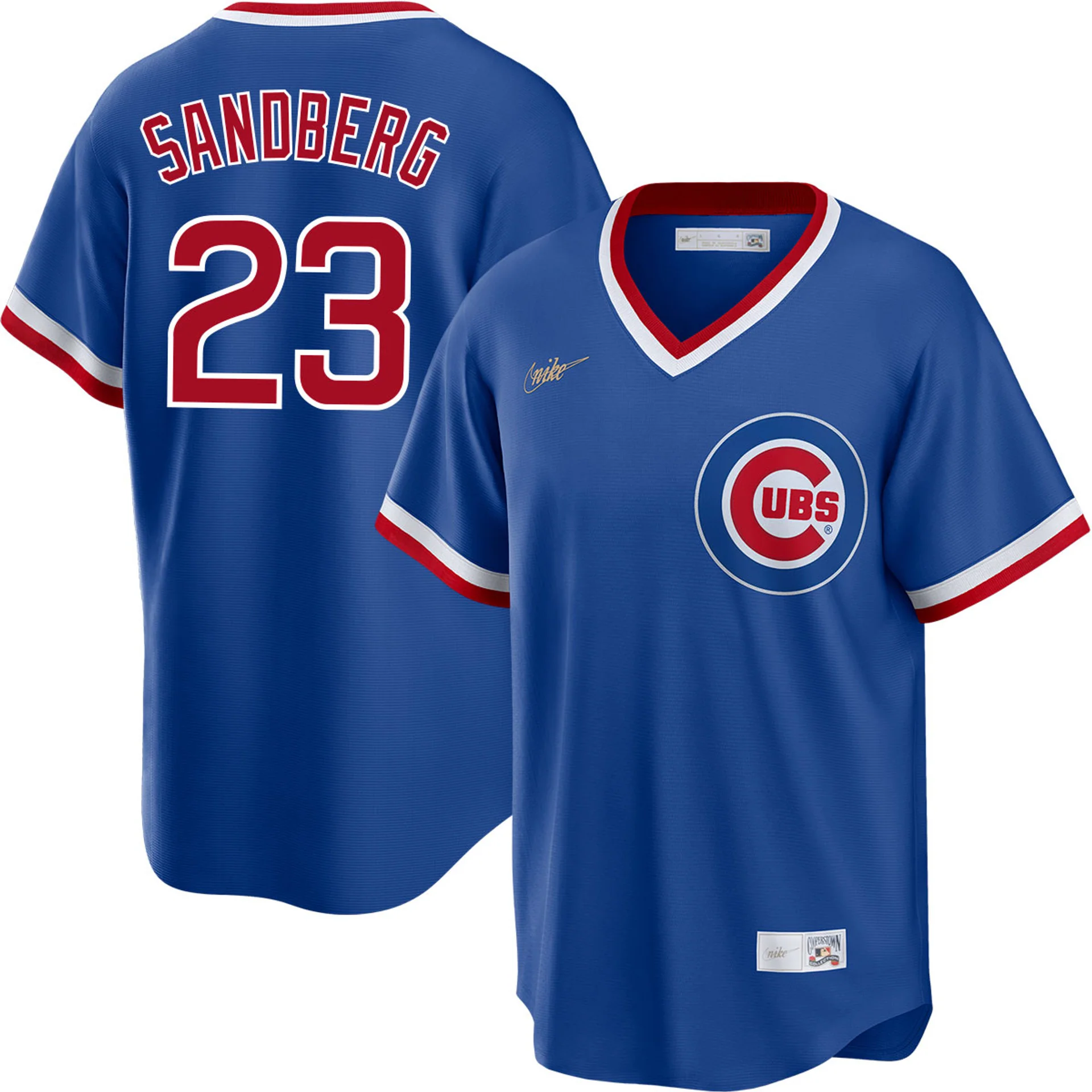 NIKE Men's Chicago Cubs Ryne Sandberg 1984 Cooperstown Collection Blue Alternate Replica Premium Twill Jersey