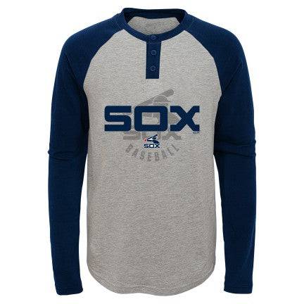 Youth Chicago White Sox MLB American Athletic Raglan Long Sleeve Henley Tee