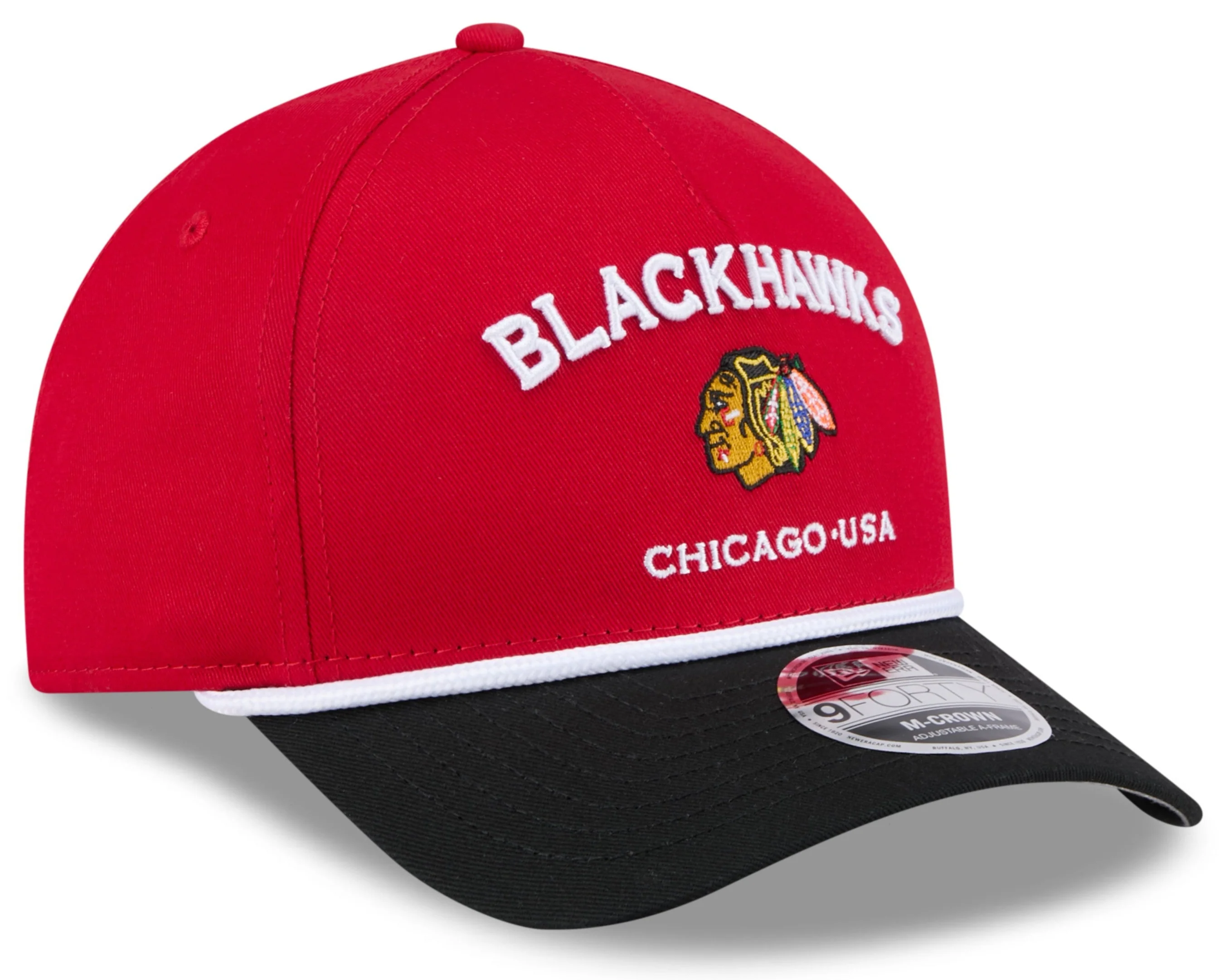 Chicago Blackhawks New Era Rope M-Crown 9FORTY Adjustable Hat