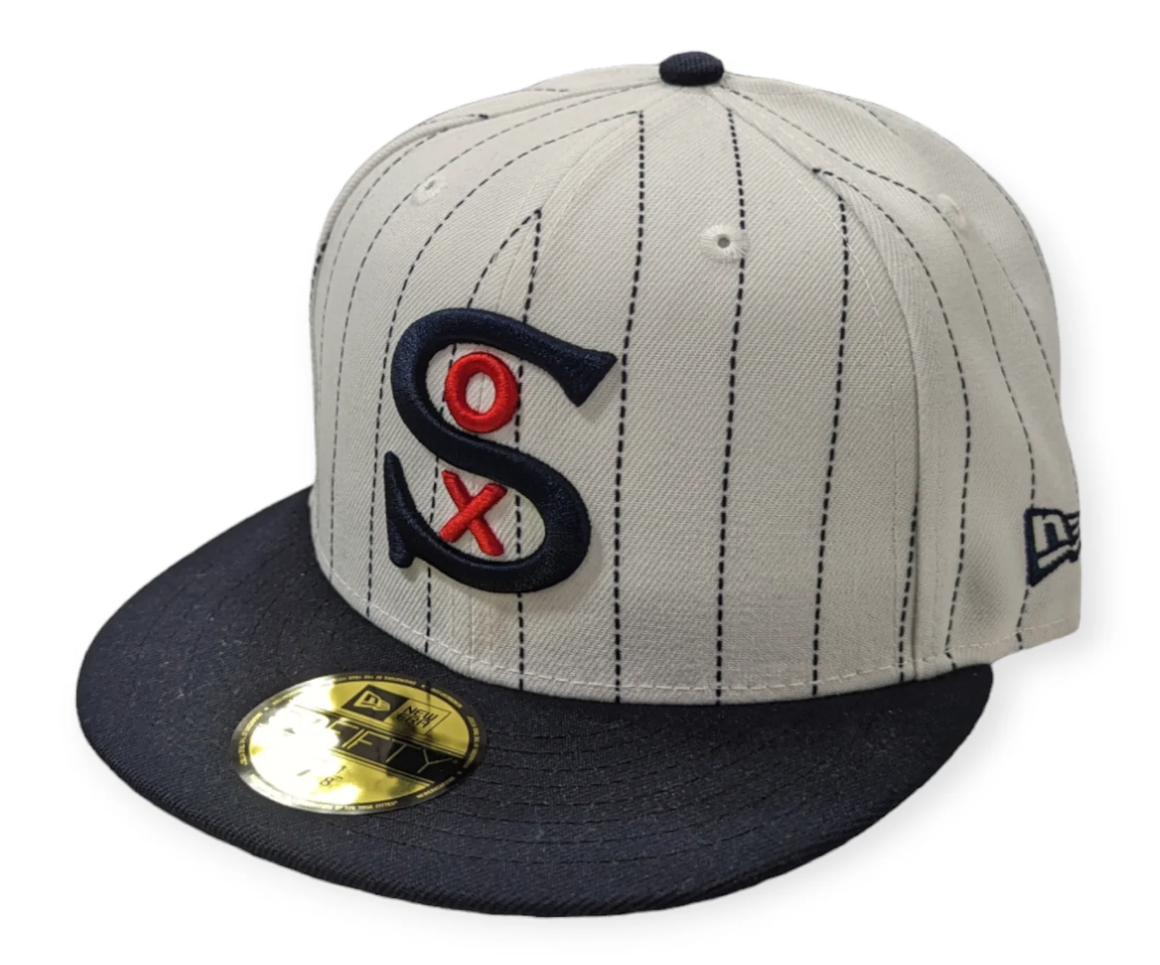 Chicago White Sox New Era White Pinstripe 1917 Logo 59FIFTY Fitted Hat