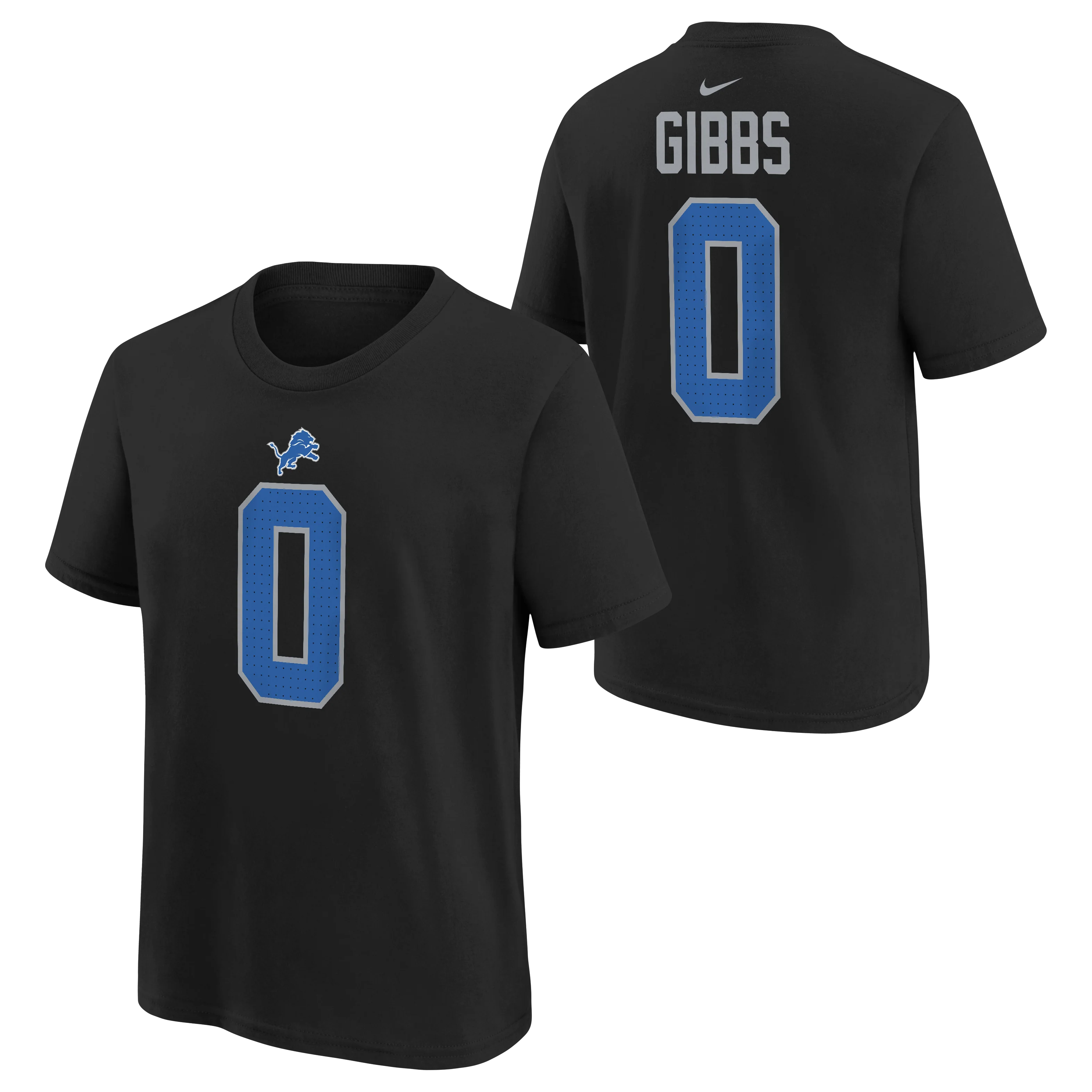 Youth Jahmyr Gibbs Detroit Lions Nike Black FUSE Name & Number T-Shirt