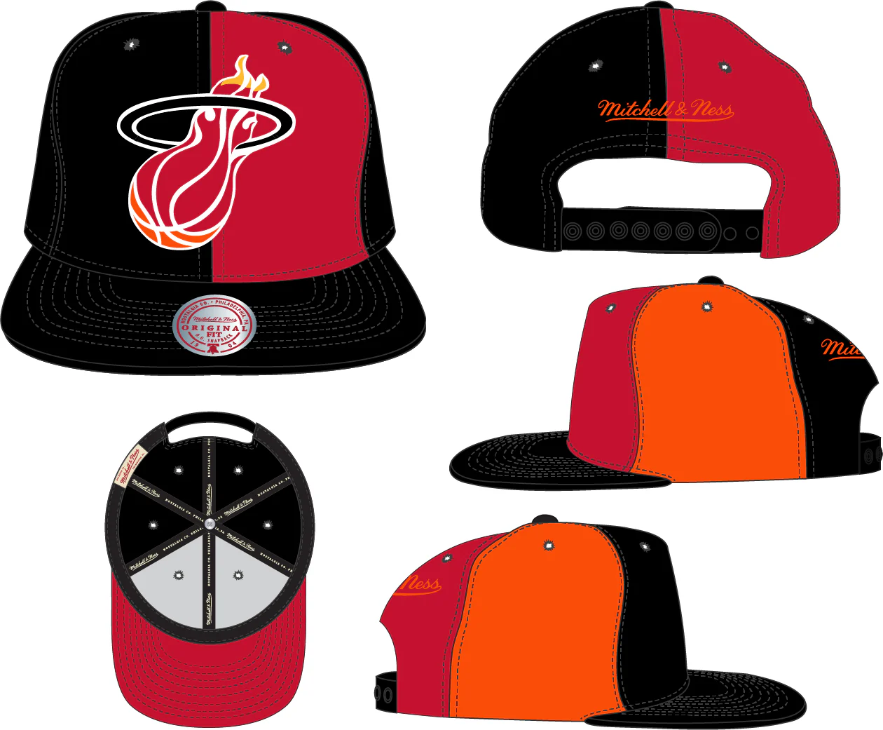 Men's Miami Heat Mitchell & Ness NBA Pinwheel Snapback Hat