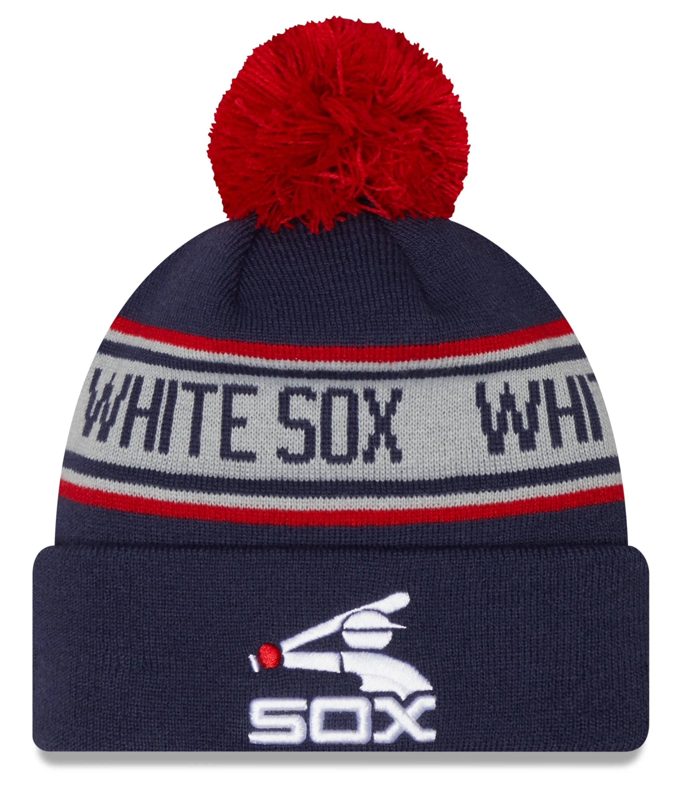 Youth Chicago White Sox New Era Junior Cooperstown Collection Repeat Navy Cuffed Pom Knit Hat