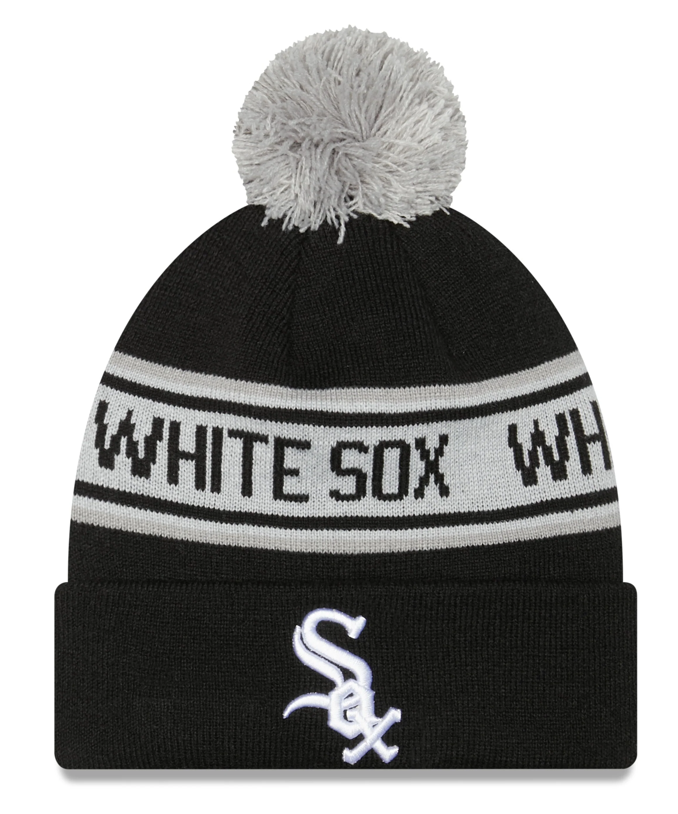 Child Chicago White Sox New Era Junior Repeat Black Cuffed Pom Knit Hat