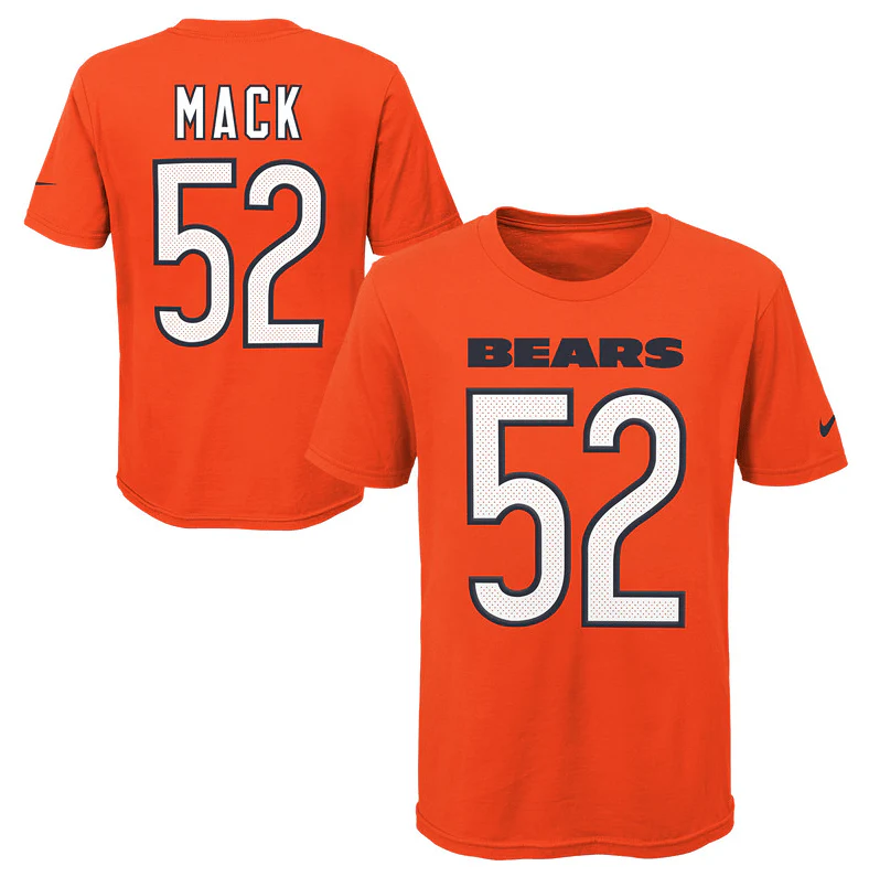 Youth Chicago Bears Khalil Mack Nike Orange Player Game Team Name & Number T-Shirt