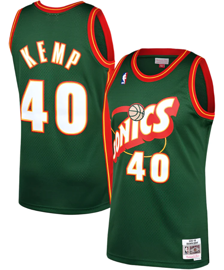 Men's Shawn Kemp Seattle Supersonics Mitchell & Ness 1996-96 Green NBA Swingman Hardwood Classics Jersey