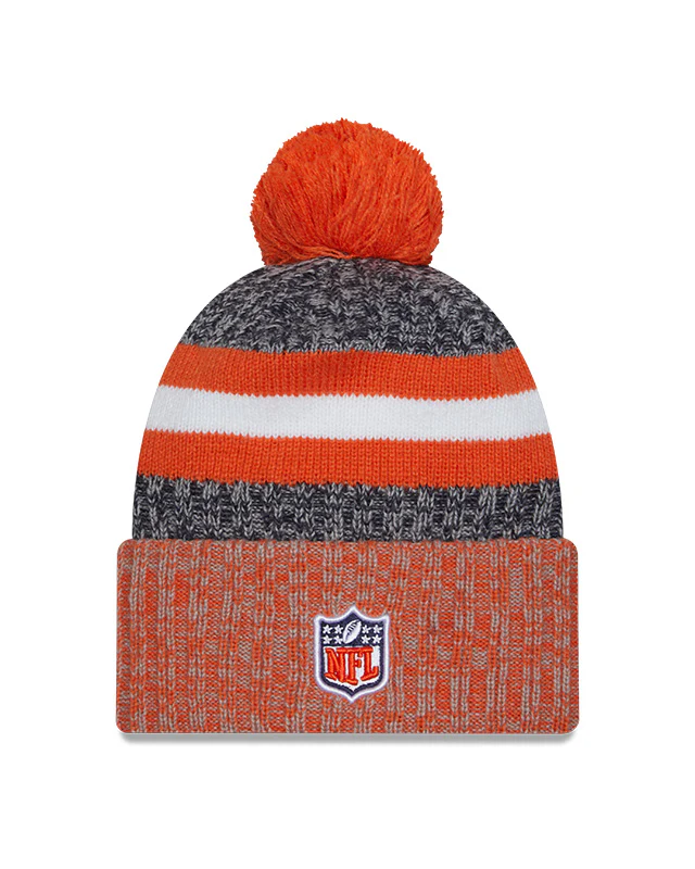 Men's Chicago Bears New Era Orange 2023 Sideline Cuffed Knit Hat With Pom