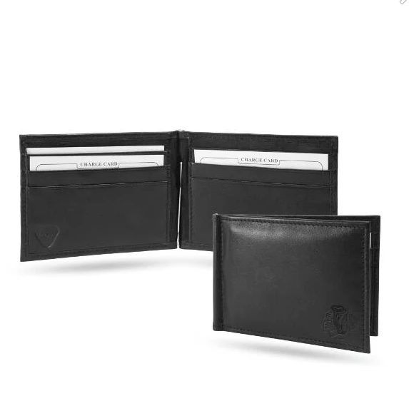 Chicago Blackhawks NHL Black RFID Blocking Shield Leather Billfold Wallet