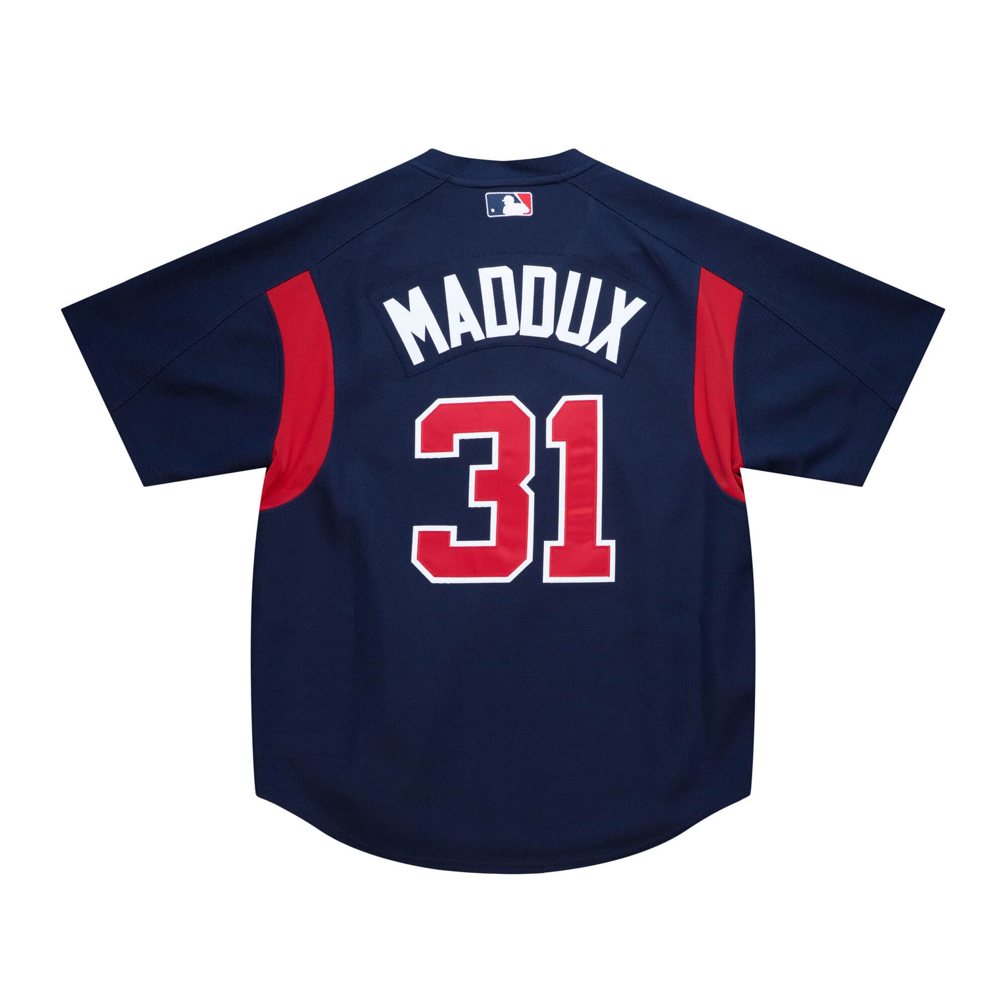 Men's Atlanta Braves Greg Maddux 2003 Mitchell & Ness Navy Cooperstown Batting Practice Jersey