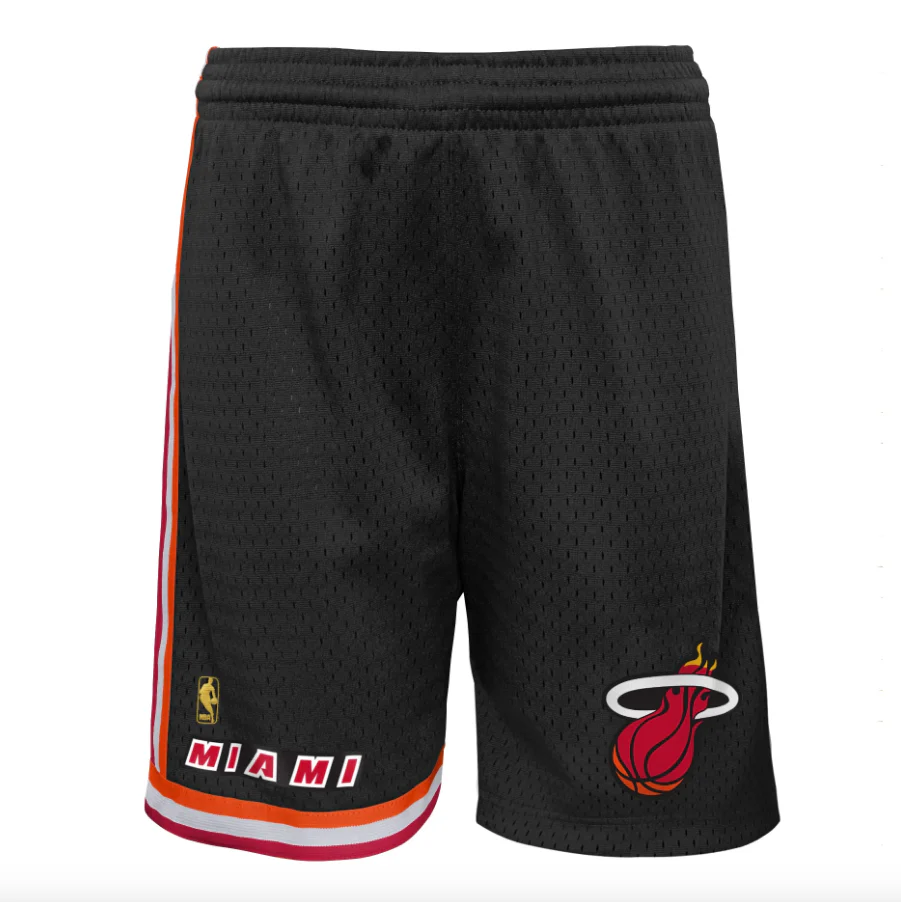 Men's Miami Heat Mitchell and Ness Hardwood Classics Black 1996-97 Swingman Shorts