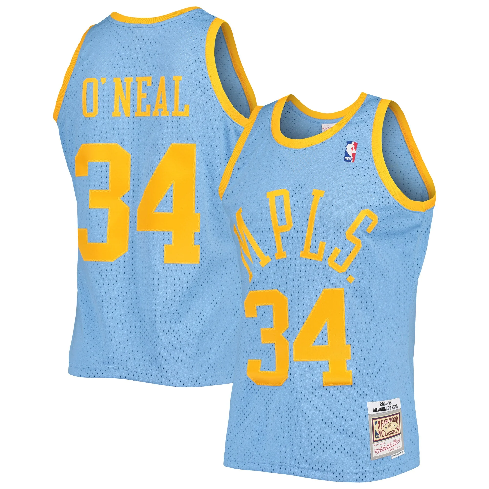 Men's Shaquille O'Neal Los Angeles Lakers Mitchell & Ness 2001-02 Hardwood Classics Swingman Jersey - Powder Blue