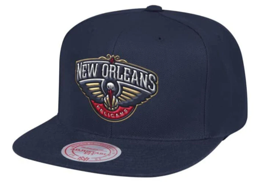 Mens NBA New Orleans Pelicans Navy Team Ground Snapback Hat By Mitchell And Ness
