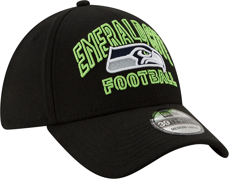 Men's Seattle Seahawks New Era 2020 NFL Draft Alternate Black 39THIRTY Flex Hat