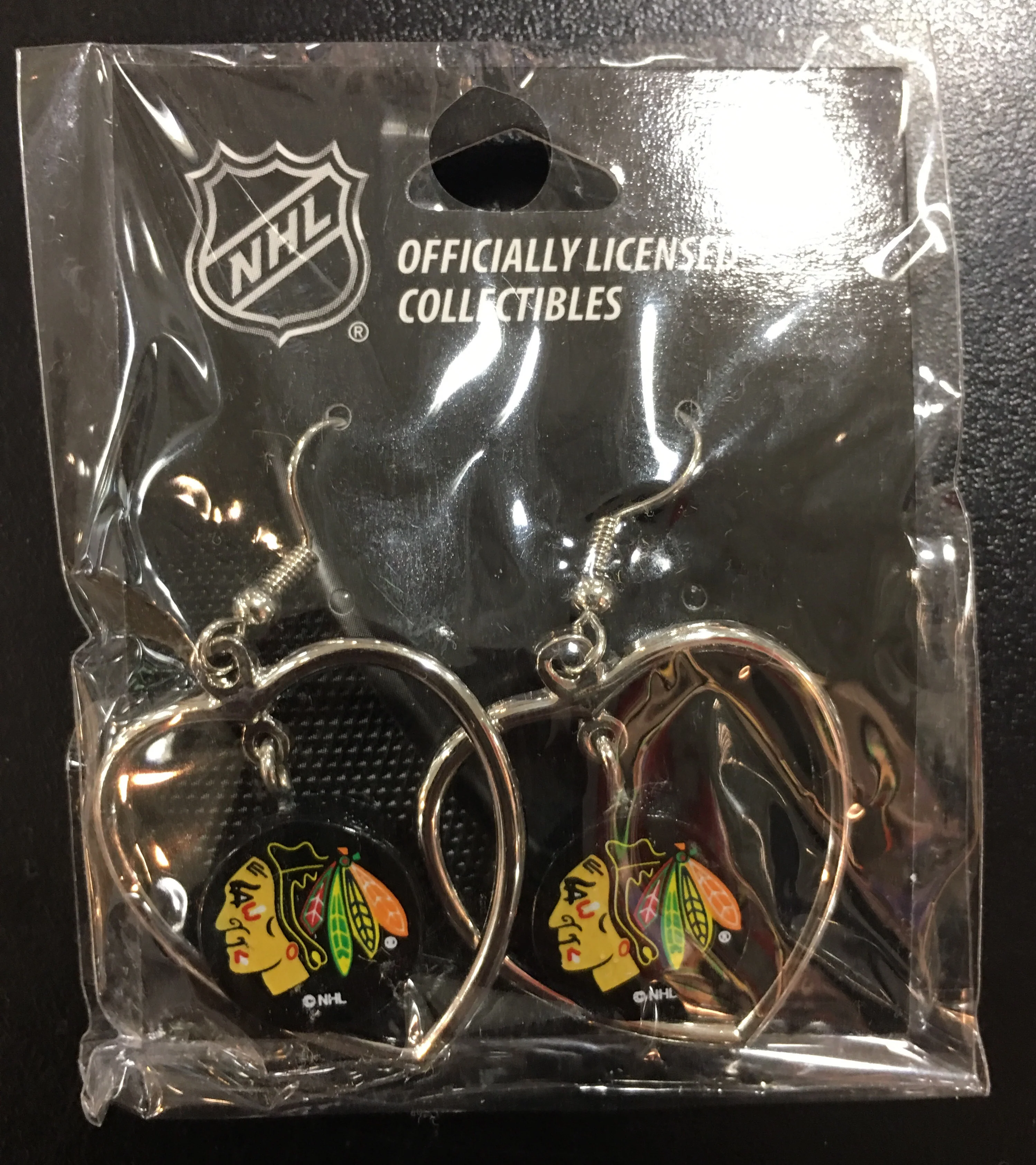 Chicago Blackhawks Big Heart Shape Dangle Earrings