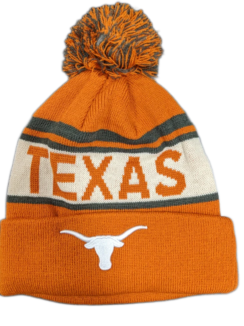 Texas Longhorns NCAA Top of the World Rust Orange Cuffed Pom Knit Hat