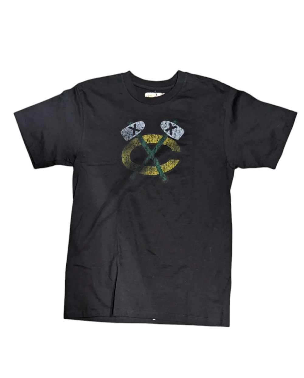 Men's Chicago Blackhawks Black Vintage Tomahawk Tee by Old Time Hockey