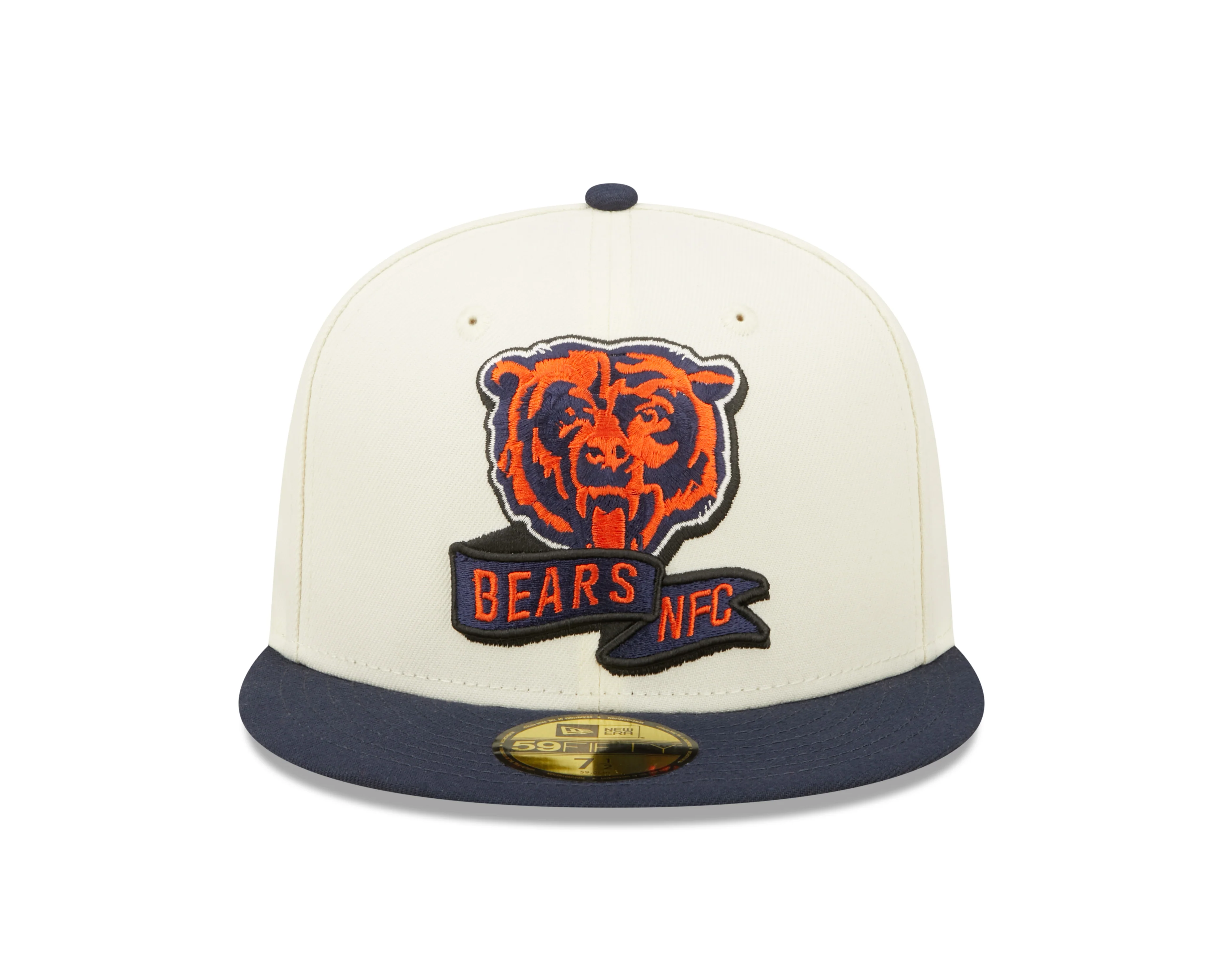 Chicago Bears Mascot Logo 2 Tone Cream/Navy 2022 Sideline New Era 59FIFTY Fitted Hat