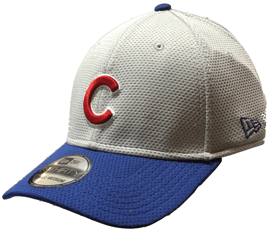Mens Chicago Cubs Gray And Blue Performance 39THIRTY Flex Fit Hat By New Era
