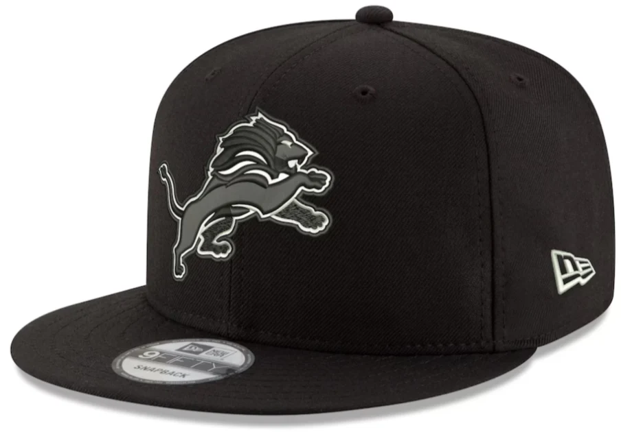 Detroit Lions New Era Tonal Black/White Trim Primary Logo Basic 9FIFTY Adjustable Hat