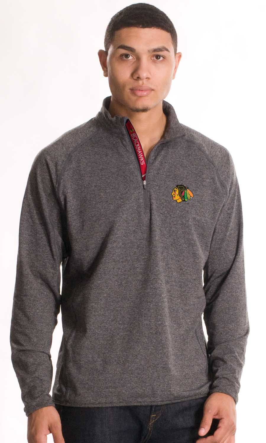 Levelwear Chicago Blackhawks Metro Quarter Zip Pullover Jacket - Grey