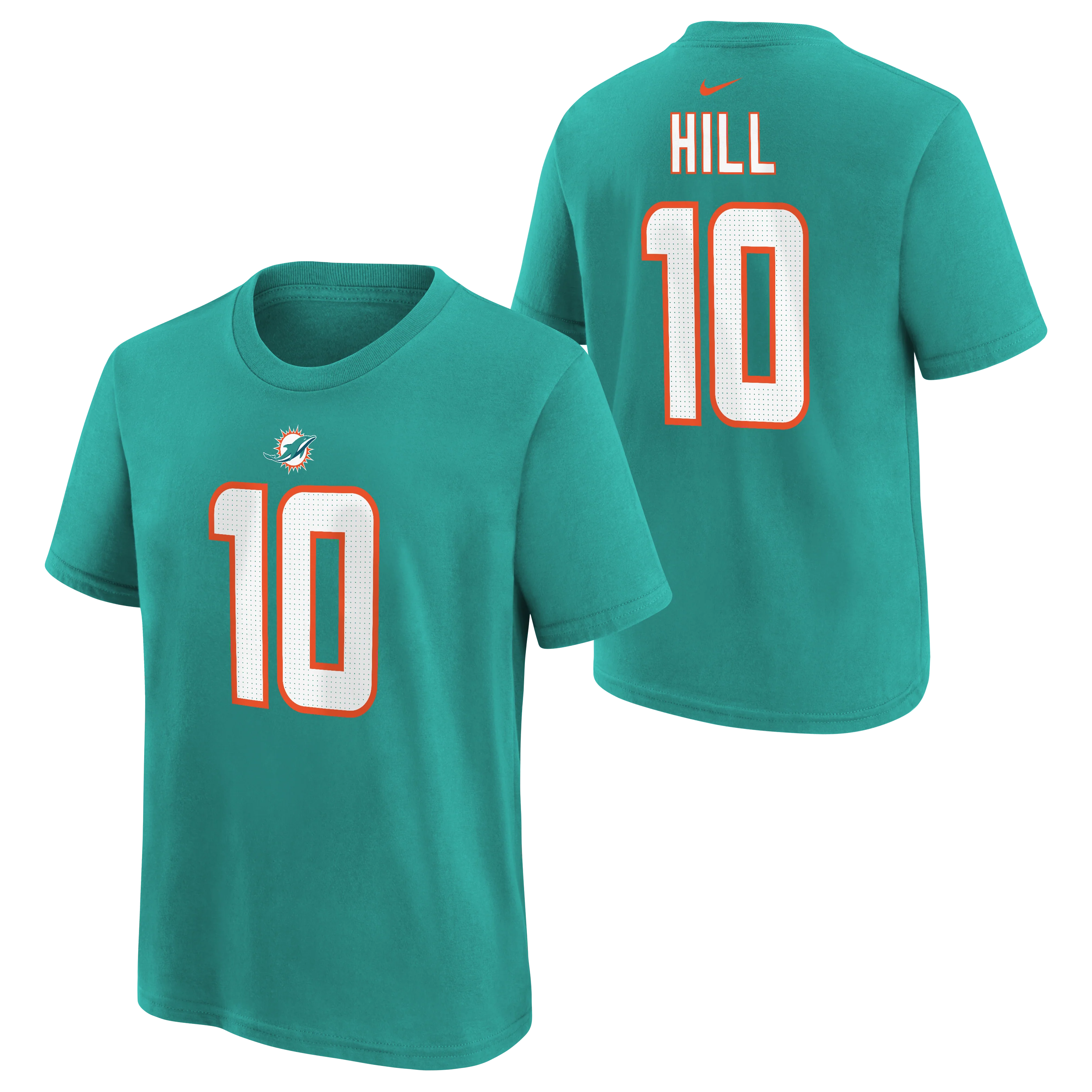 Kids Miami Dolphins Tyreek Hill Nike Aqua Player FUSE Child Name & Number T-Shirt