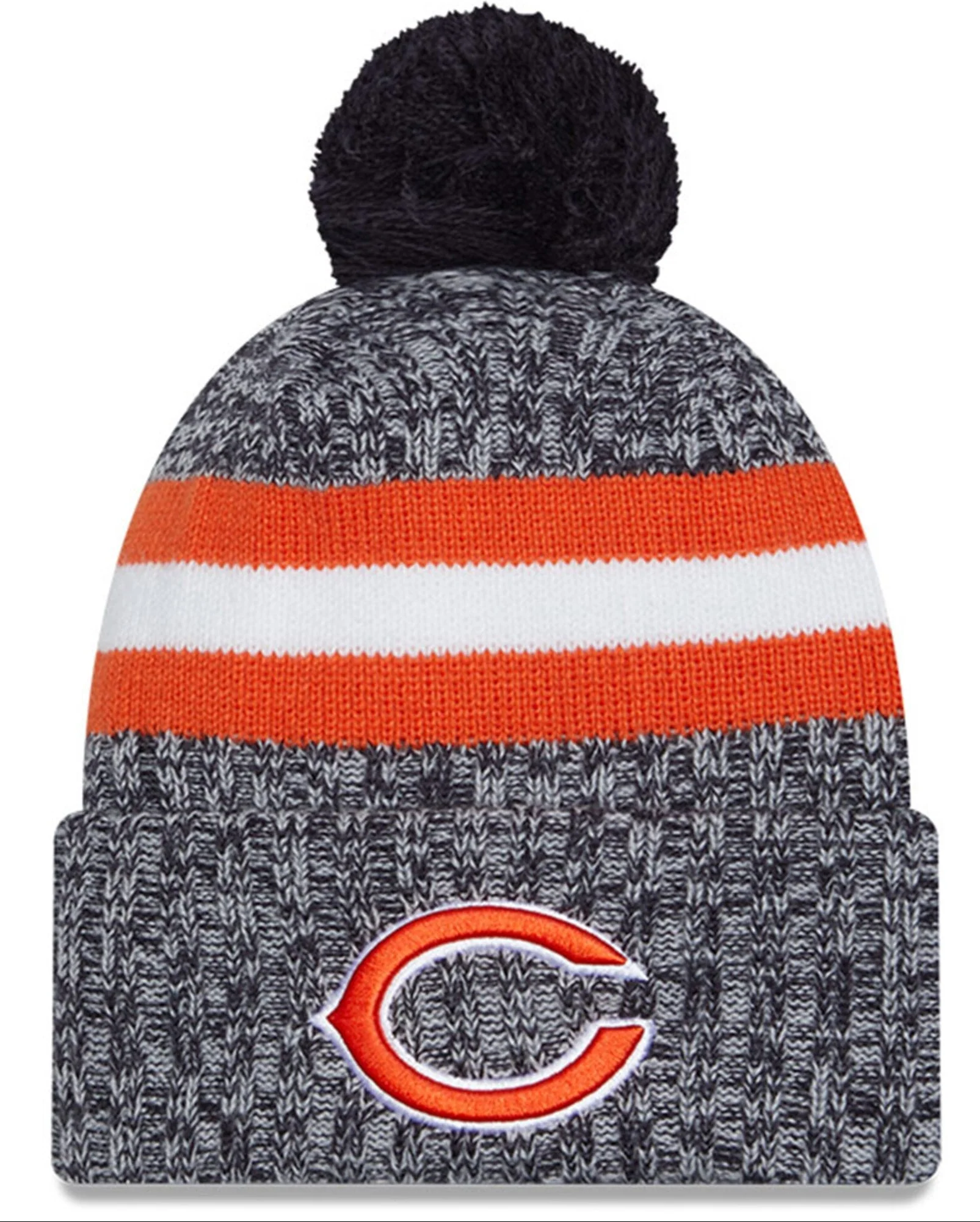 Men's Chicago Bears New Era Navy 2023 Sideline Cuffed Knit Hat With Pom