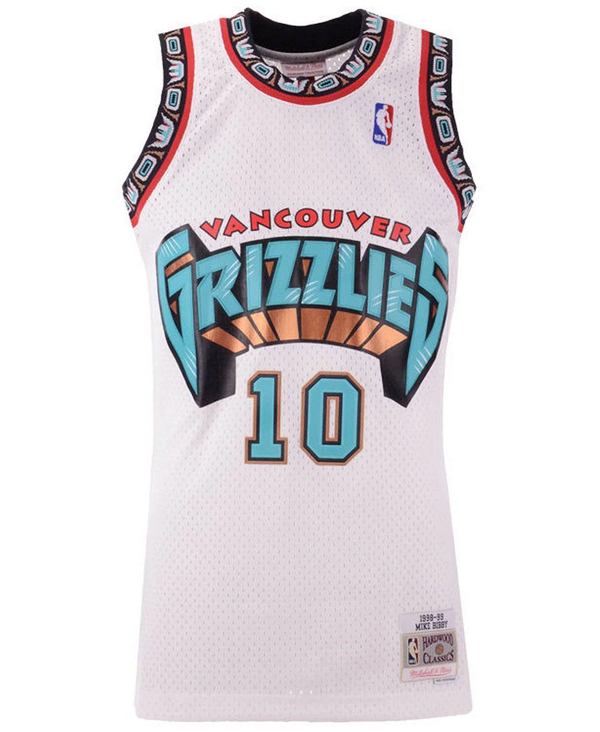 Men's Vancouver Grizzlies Mike Bibby Mitchell & Ness White Hardwood Classics Swingman Jersey