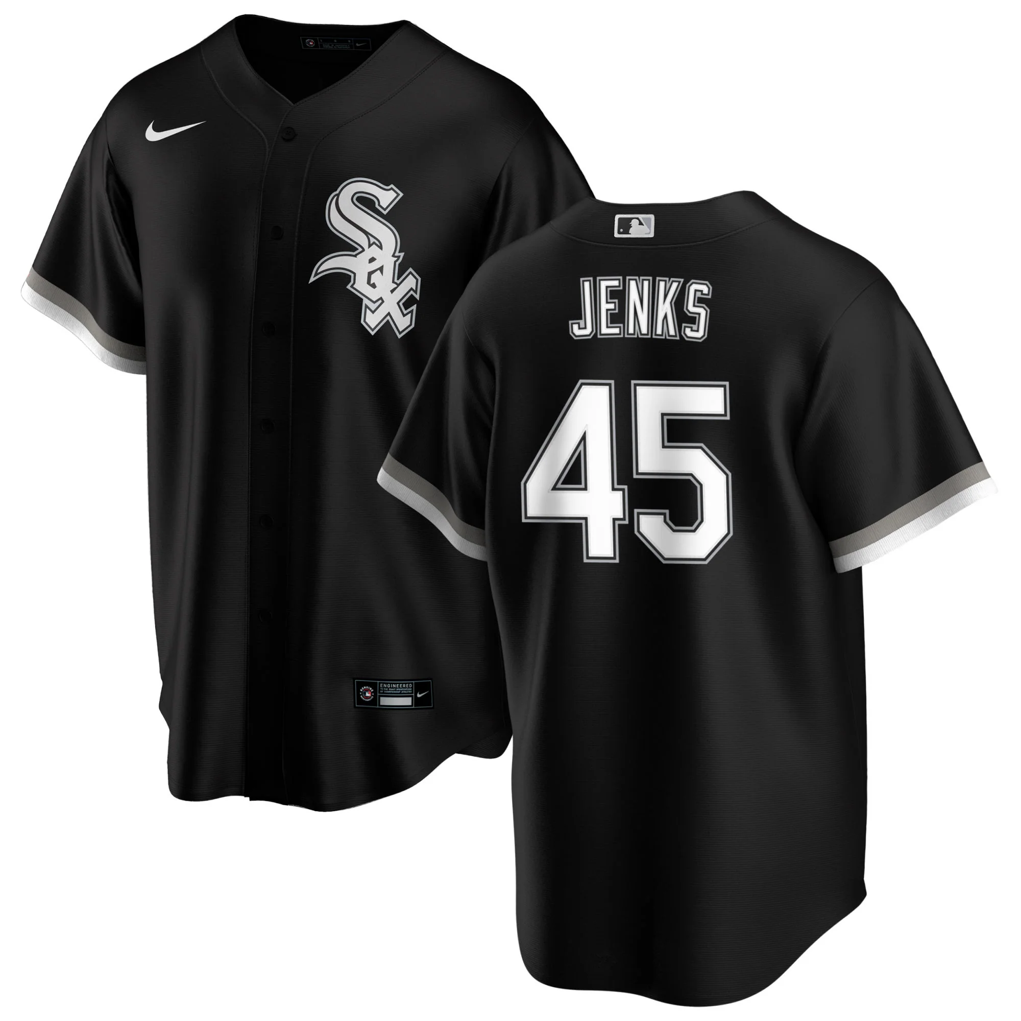 Bobby Jenks Chicago White Sox NIKE Replica Men's Alternate Black Jersey With Premium Lettering