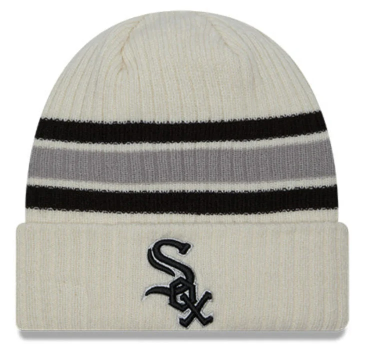 Men's Chicago White Sox New Era Off White Vintage Cuffed Knit Hat
