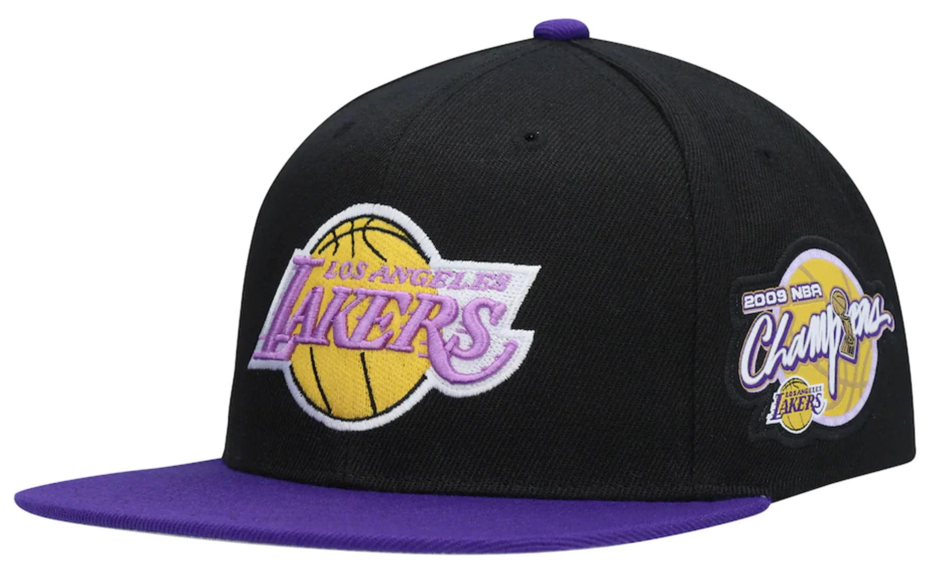 Men's Los Angeles Lakers Mitchell & Ness Black/Purple NBA Patches 2 Tone Snapback Adjustable Hat