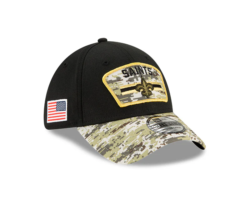 Men's New Orleans Saints New Era Black 2021 Salute to Service Primary Logo 39THIRTY Flex Hat