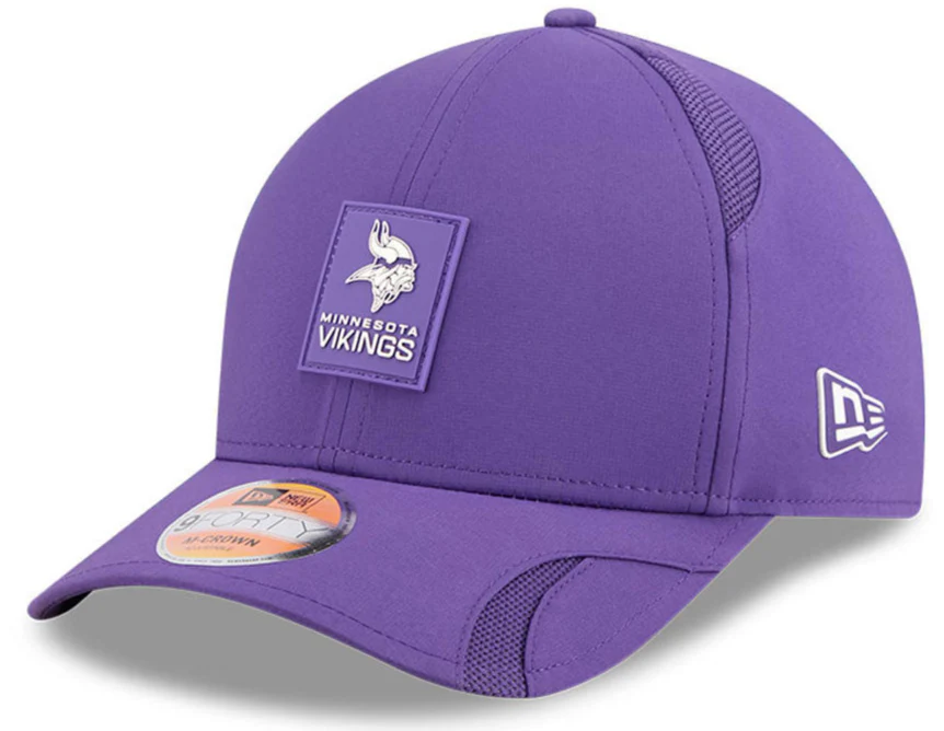 Men's Minnesota Vikings New Era Purple 2025 NFL Primary Logo Sideline Heat 9FORTY M-Crown Adjustable Hat