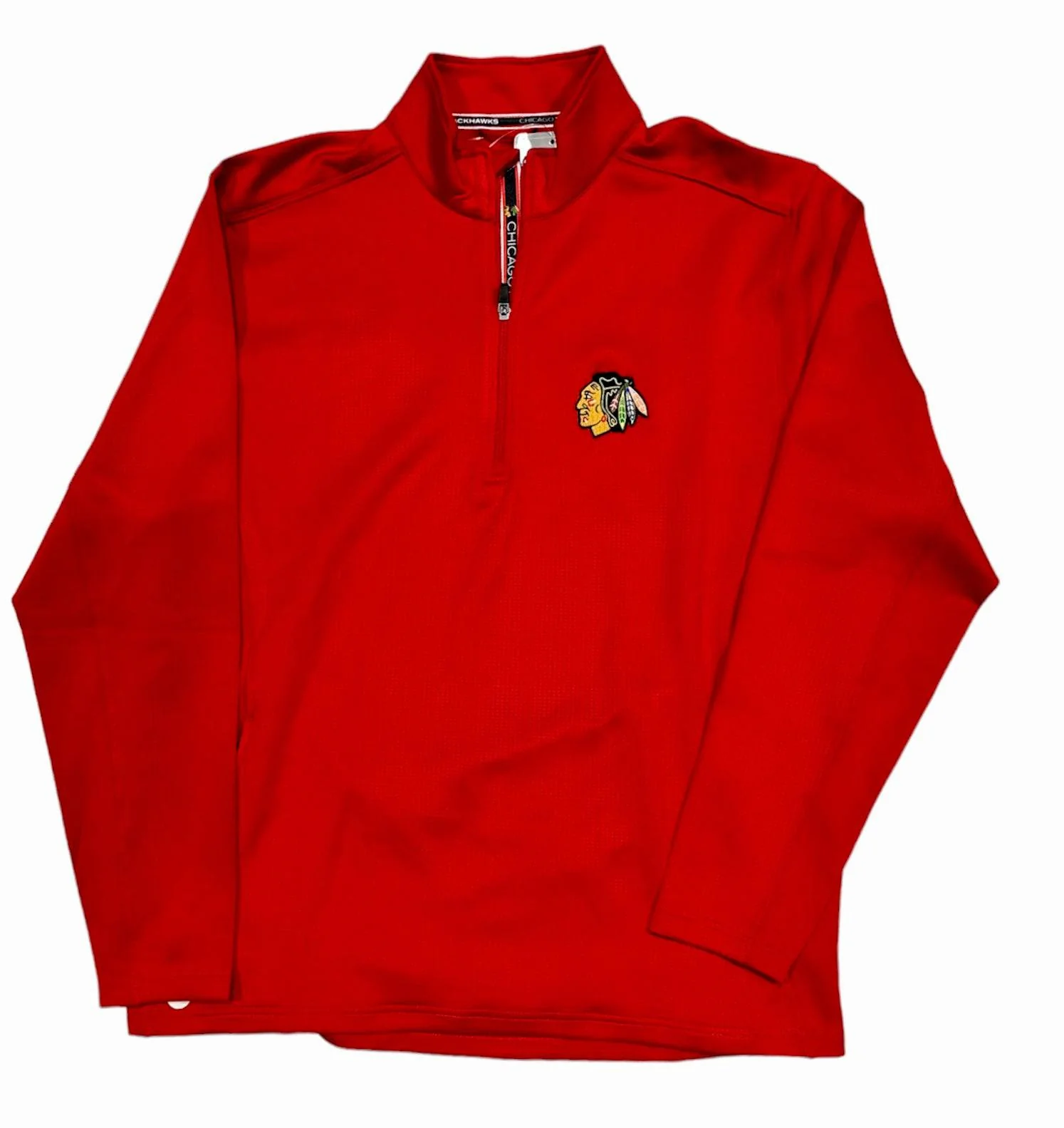 Mens Chicago Blackhawks Center Cut Covert Text 1/4 Zip Jacket