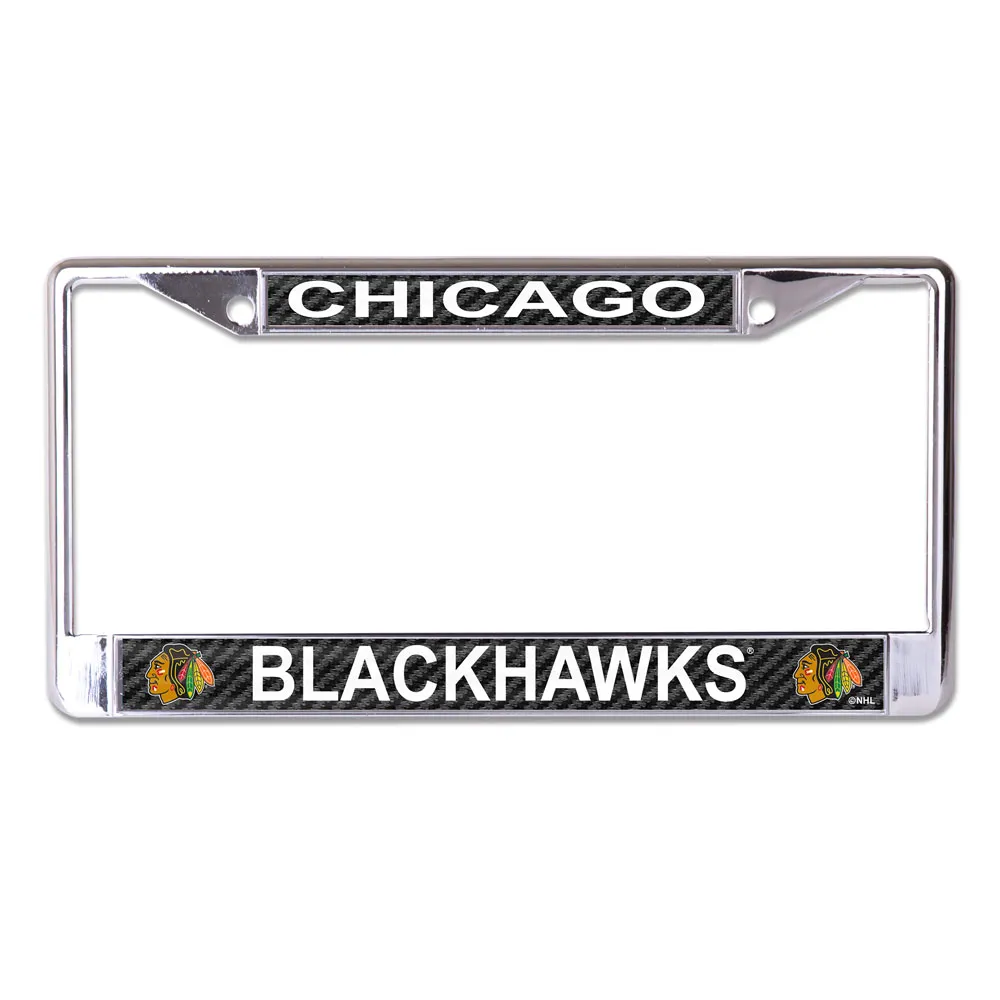 Chicago Blackhawks Wincraft Carbon Fiber Chrome License Plate Frame